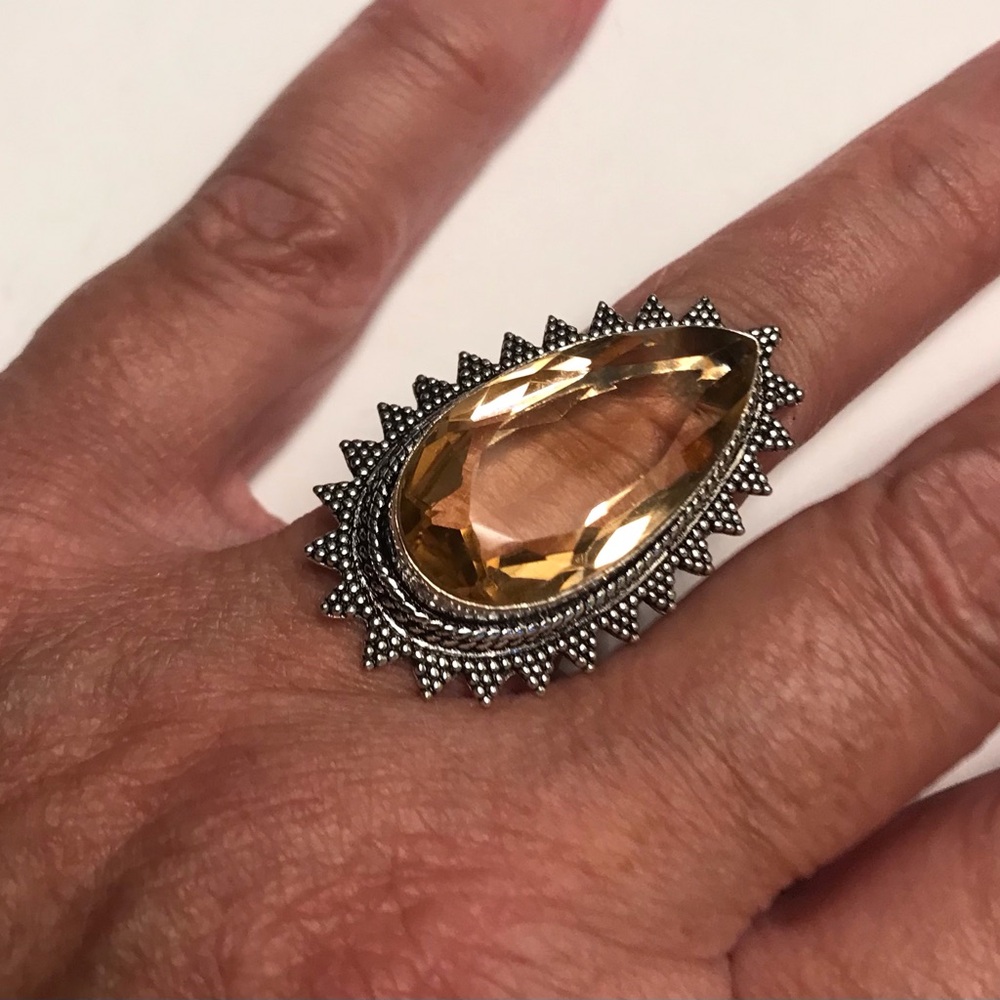 Morganite Stamped 925 Sterling Silver Ring